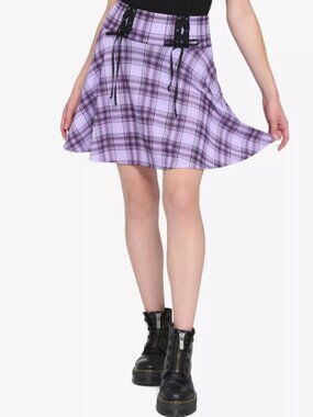 NWOT - Midnight Hour Plaid Skater Girl Skirt - Size Medium
